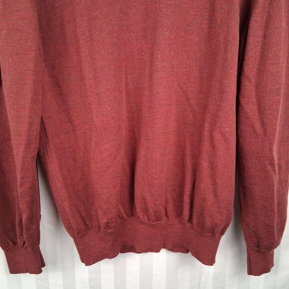 Merino Wool Men's Sweater Marco Fioni Collared Polo Size L Berry Red - Picture 4 of 13